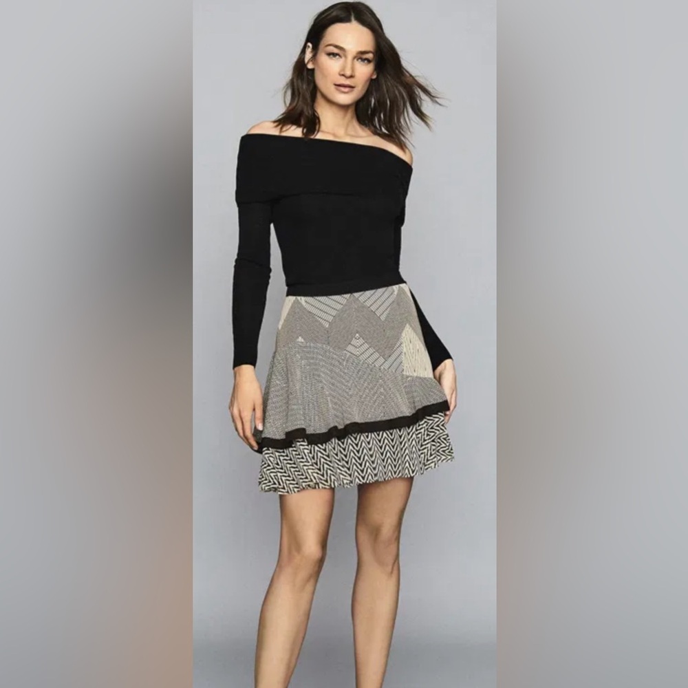 NWT REISS FABIO ZIG-ZAG PRINTED MINI SKIRT